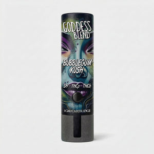 Goddess Blend Bubblegum Kush vape cartridge packaging on a white background