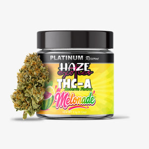Jar of Melonade THC-A flower with bud on a white background