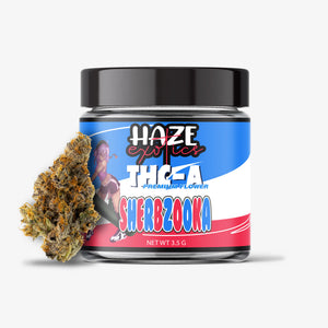 haze exotics thc-a flower sherbzooka 3.5 gram jar