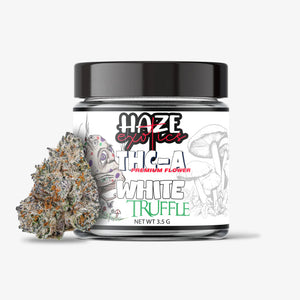 haze exotics thc-a flower white truffle 3.5 gram jar